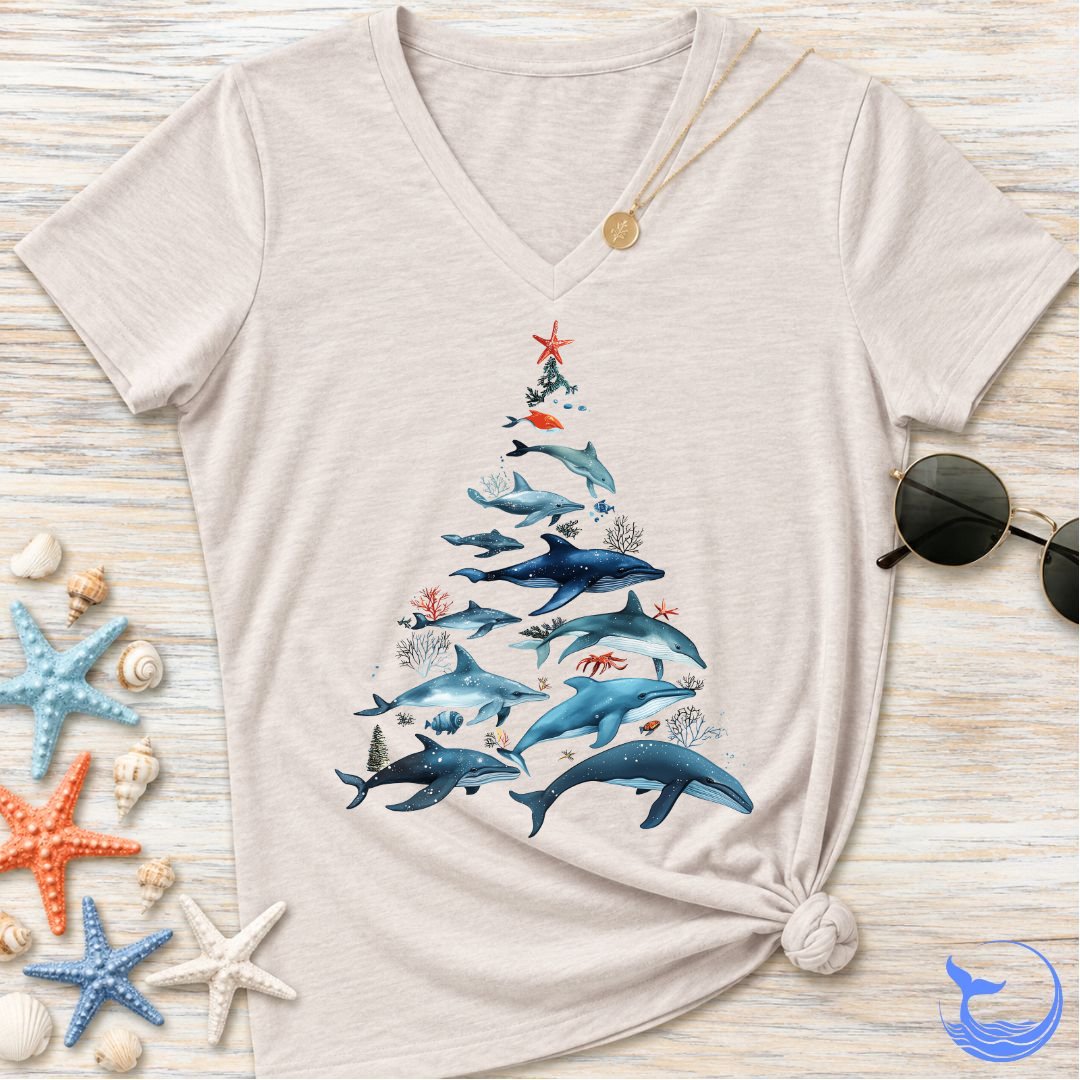 Marine Christmas Women's V-Neck T-Shirt