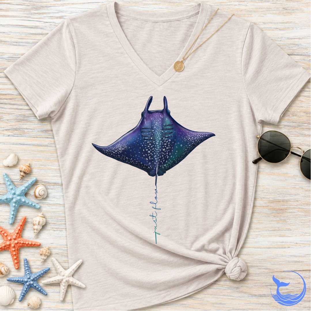 Just Flow Manta Women's V-Neck T-Shirt