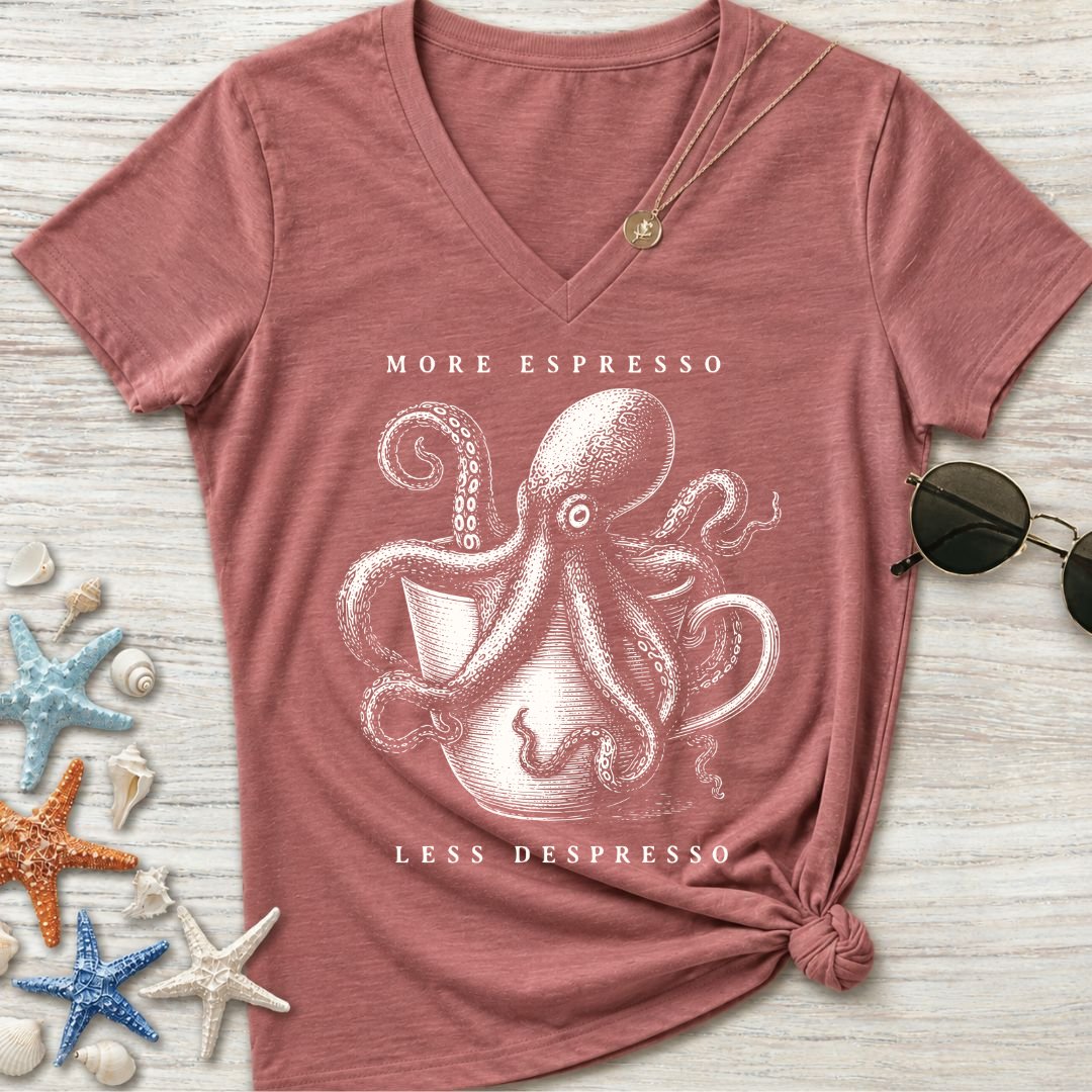 Espresso Octopus Women's V-Neck T-Shirt