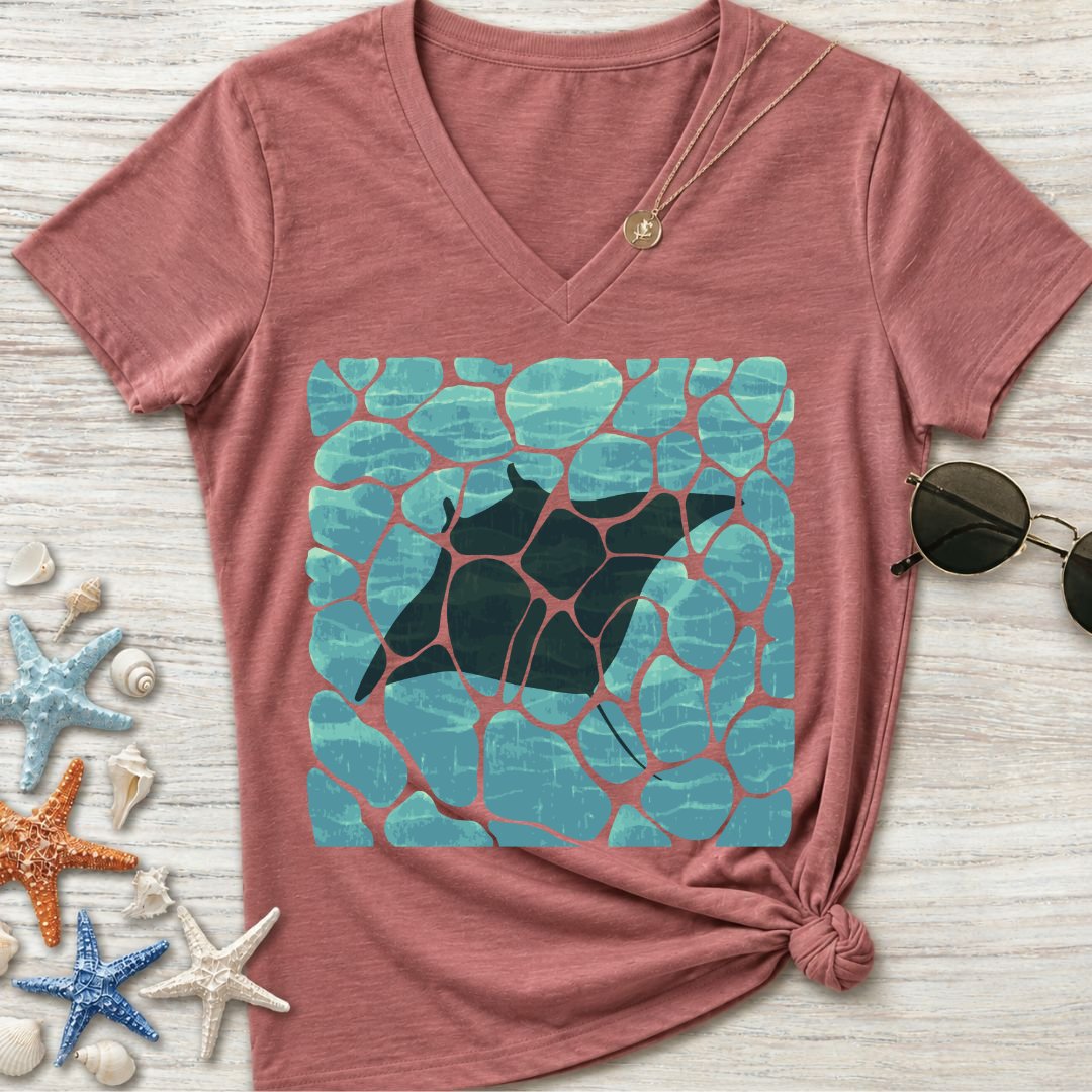Swimming Manta Women's V-Neck T-Shirt