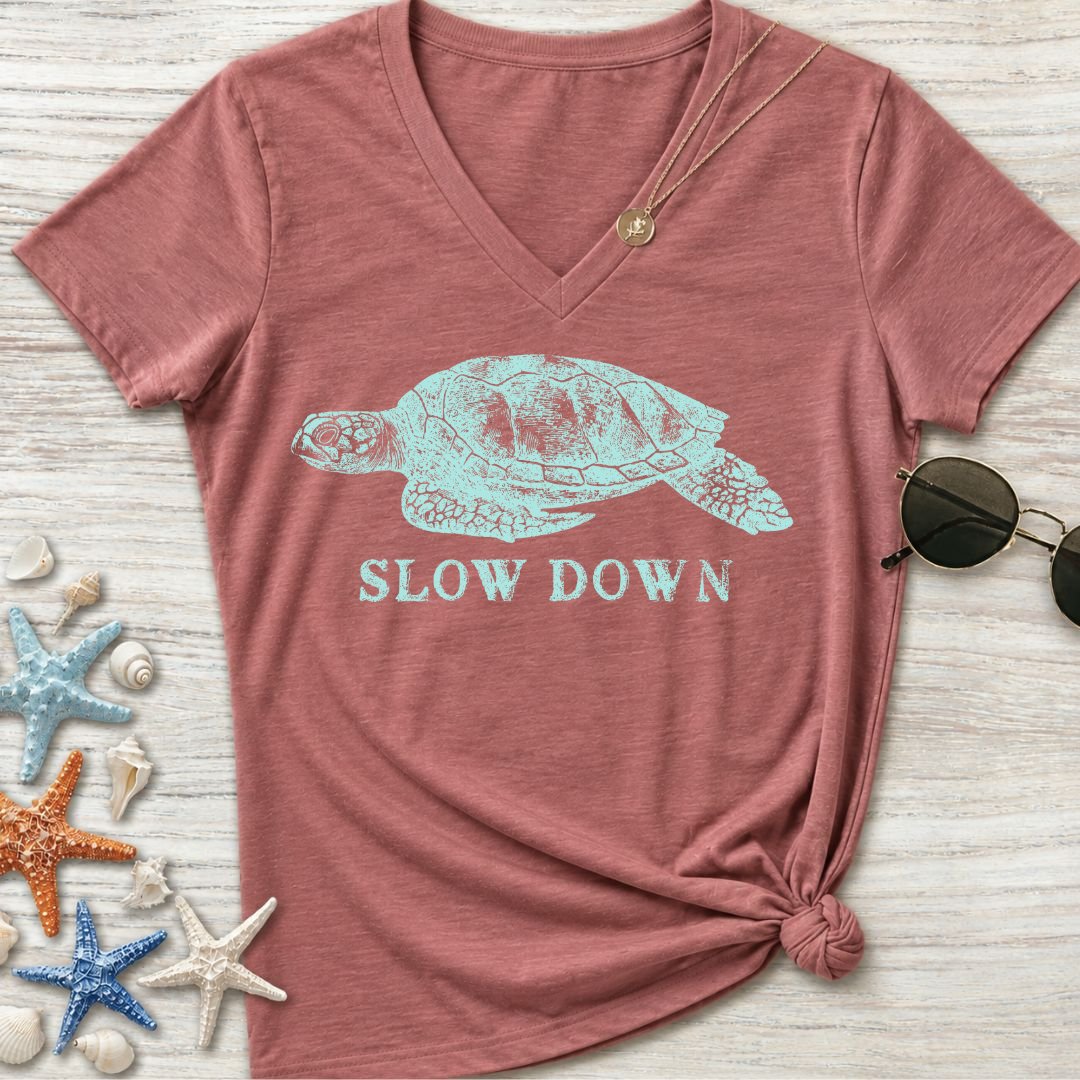 Slow Down Turtle Women's V-Neck T-Shirt