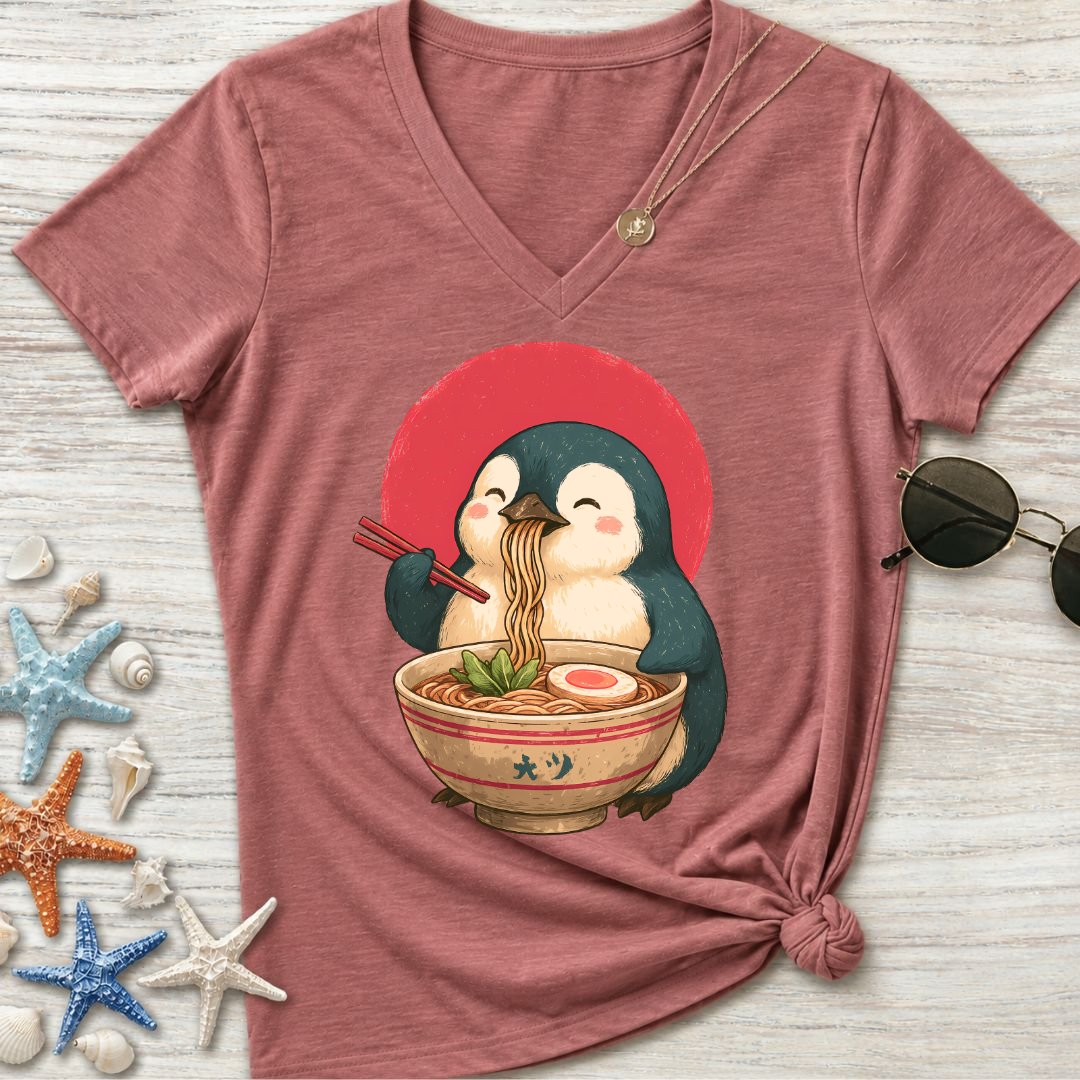 Penguin Ramen Women's V-Neck T-Shirt
