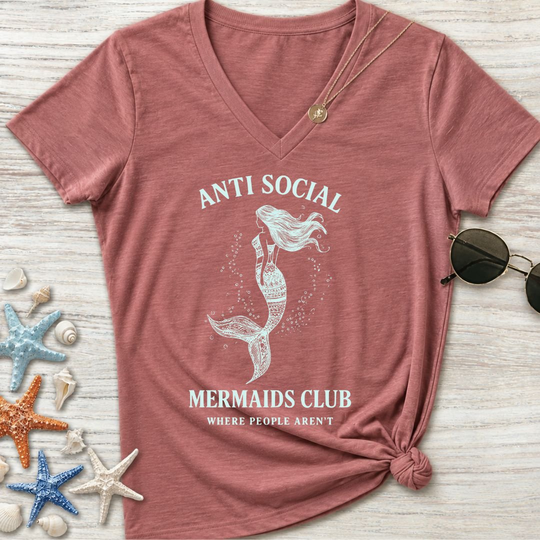 Anti Social Mermaids Club Women's V-Neck T-Shirt