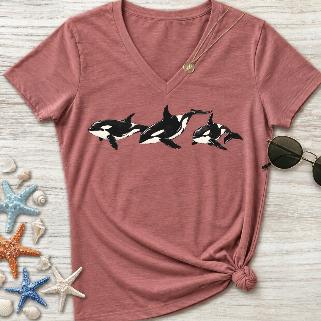Vintage Orcas Women's V-Neck T-Shirt
