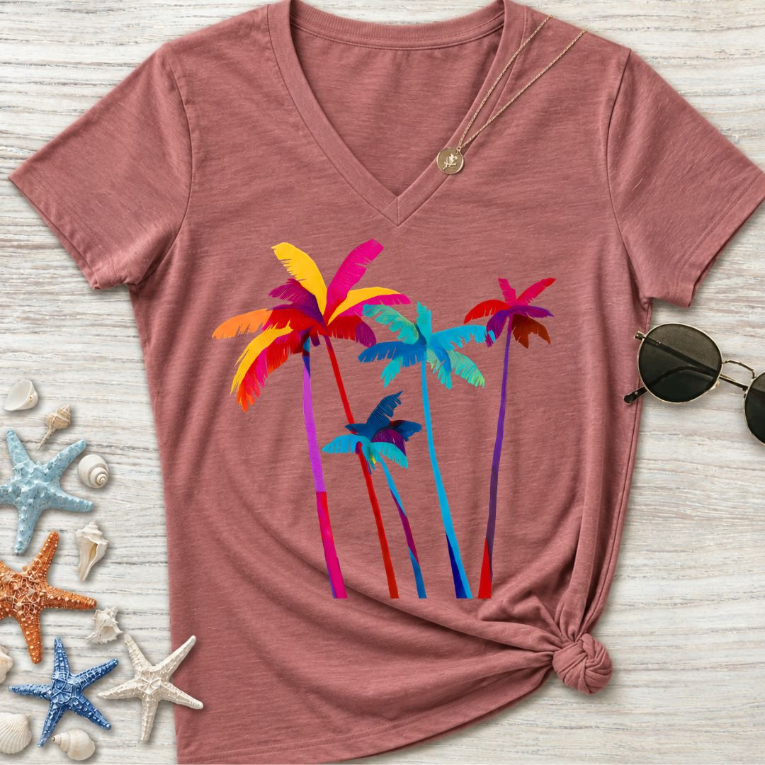 Artistic Palm Trees Women's V-Neck T-Shirt