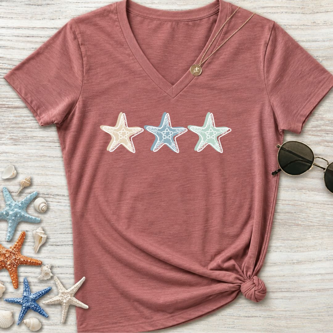 3 Starfish Women's V-Neck T-Shirt