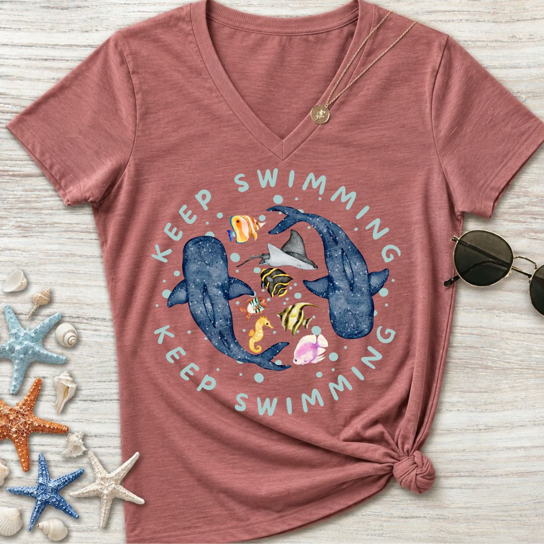 Keep Swimming Women's V-Neck T-Shirt