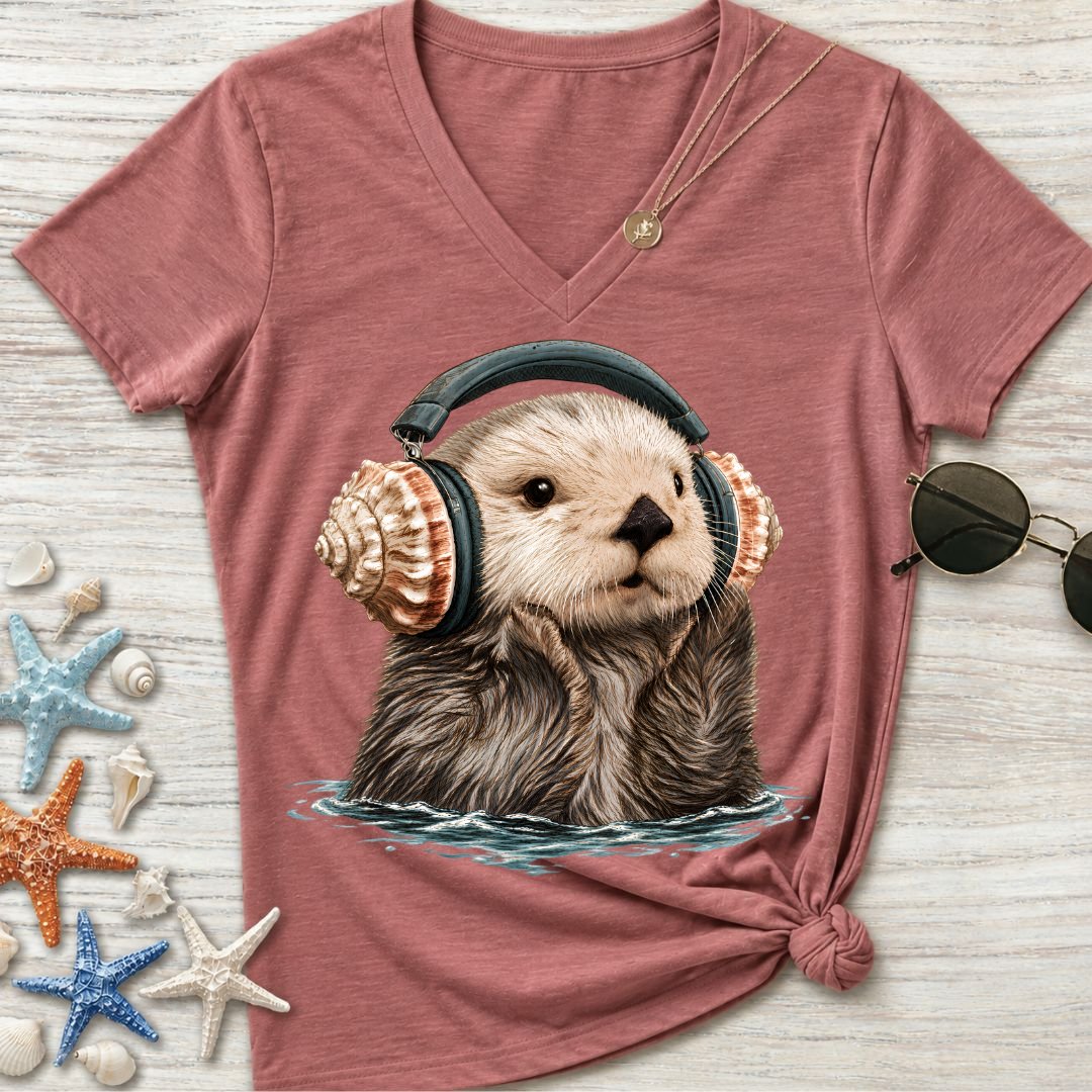 Music Otter Women's V-Neck T-Shirt