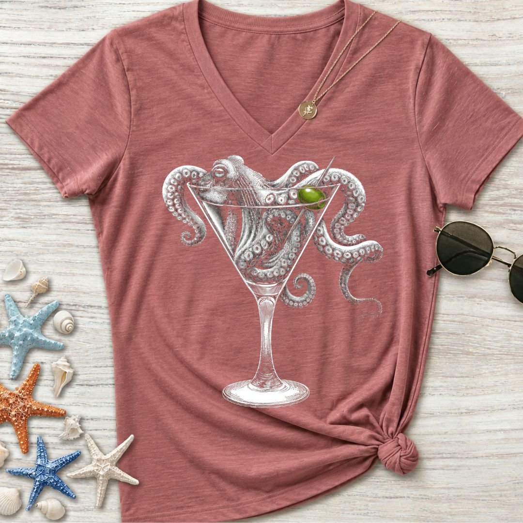 Octopus Martini Women's V-Neck T-Shirt