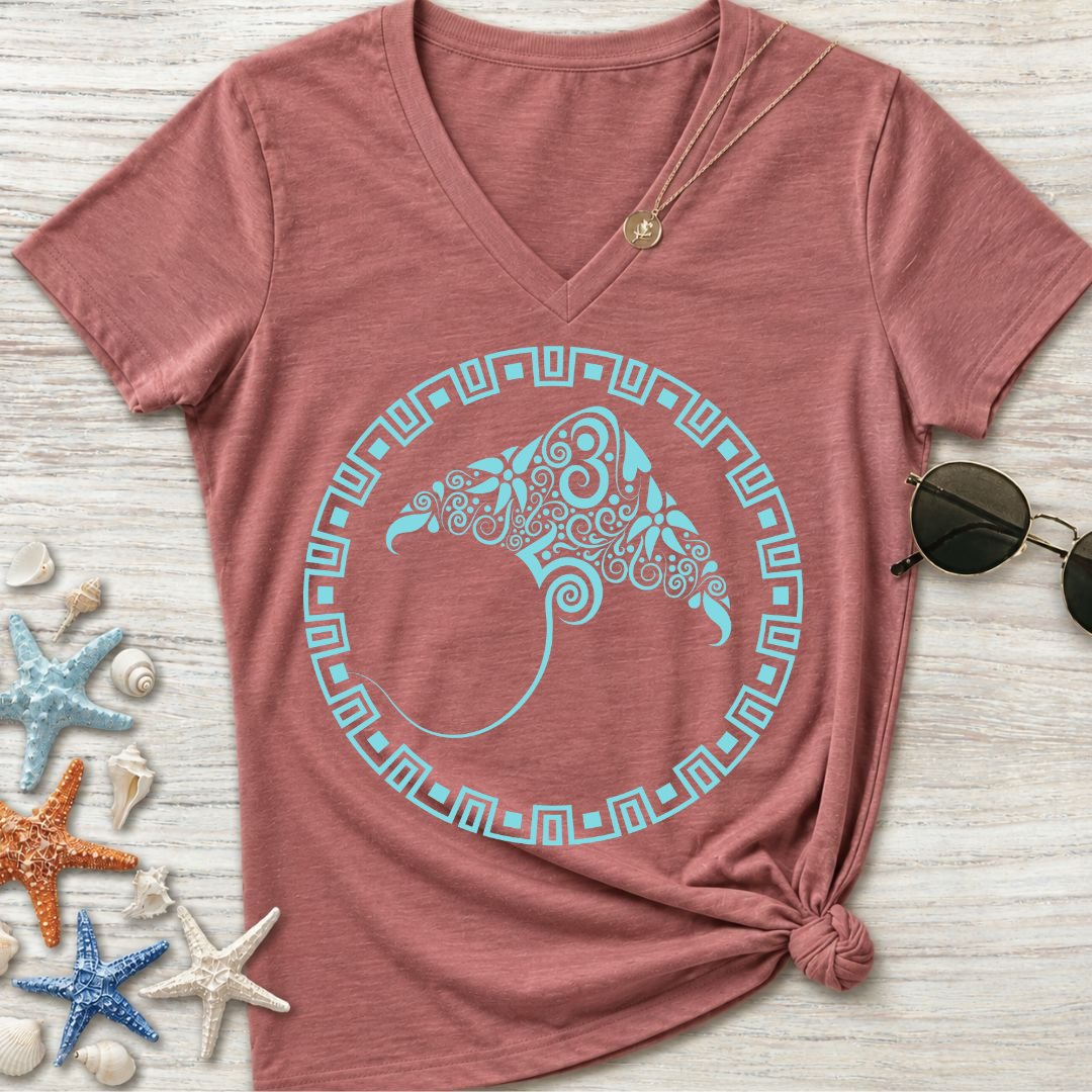 Tribal Manta Women's V-Neck T-Shirt