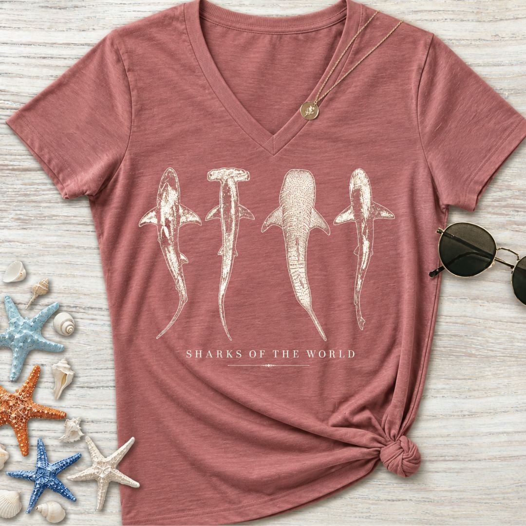Sharks Of The World Women's V-Neck T-Shirt