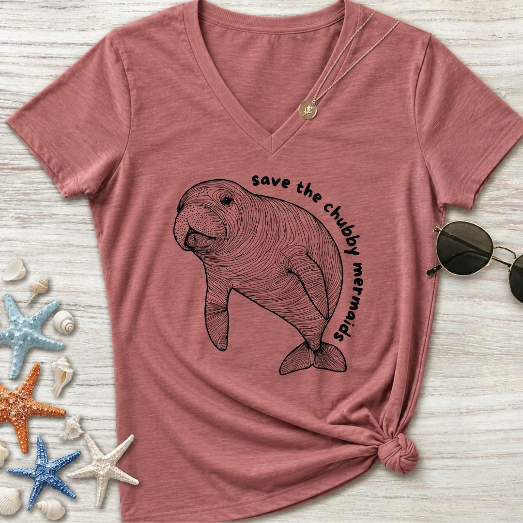 Chubby Mermaids Women's V-Neck T-Shirt