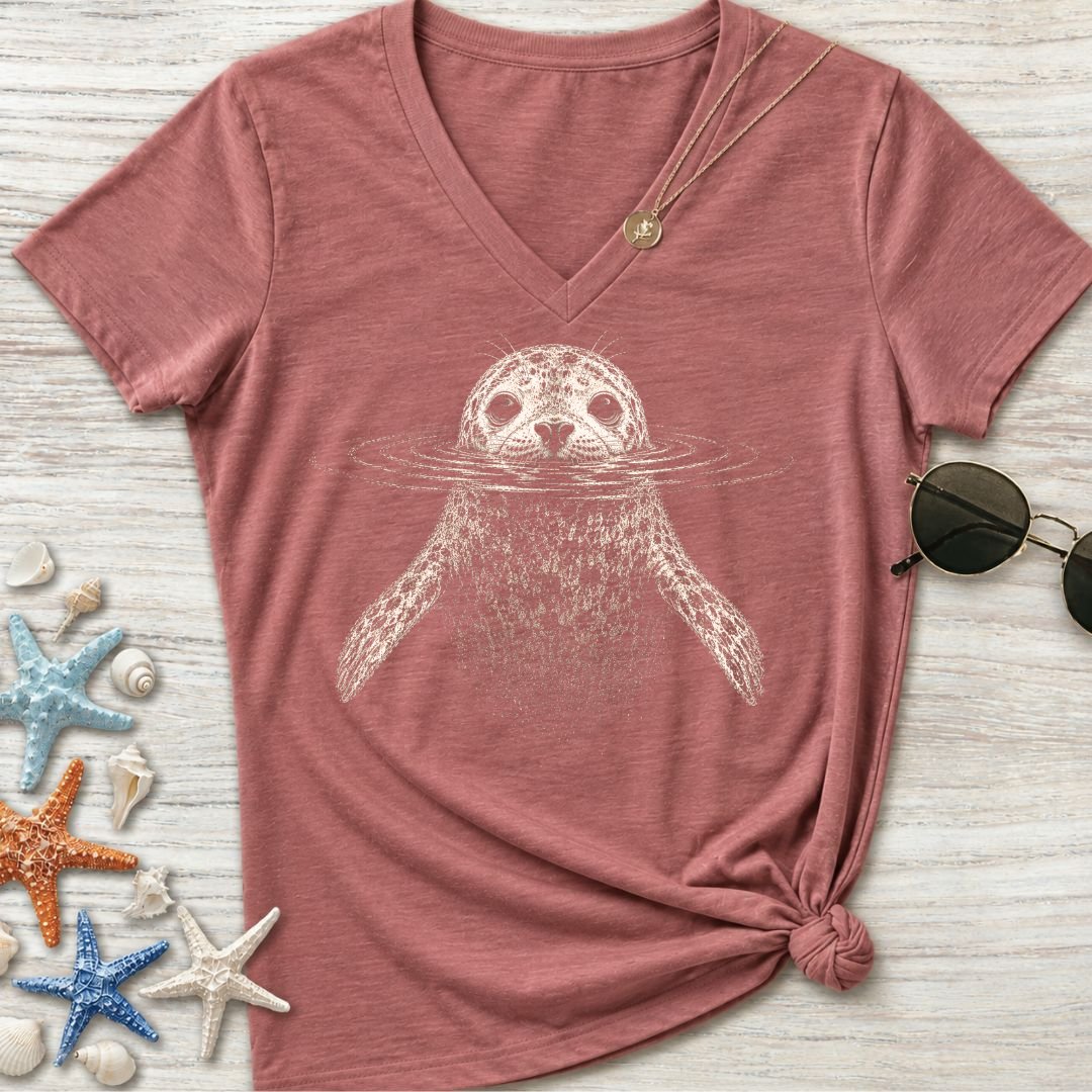 Swimming Seal Women's V-Neck T-Shirt
