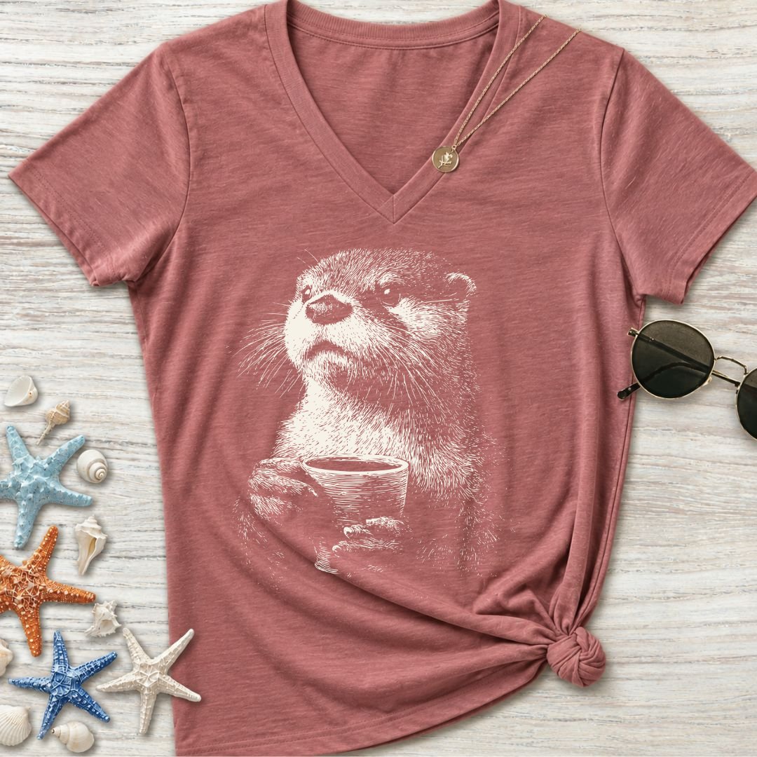 Coffee Otter Women's V-Neck T-Shirt