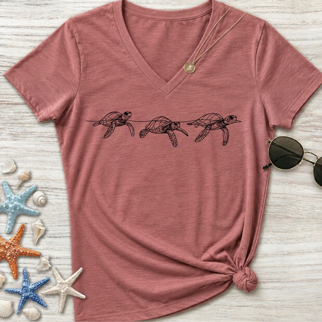 3 Turtles Women's V-Neck T-Shirt