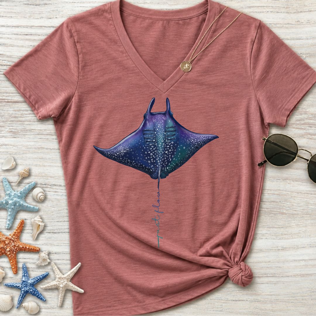 Just Flow Manta Women's V-Neck T-Shirt