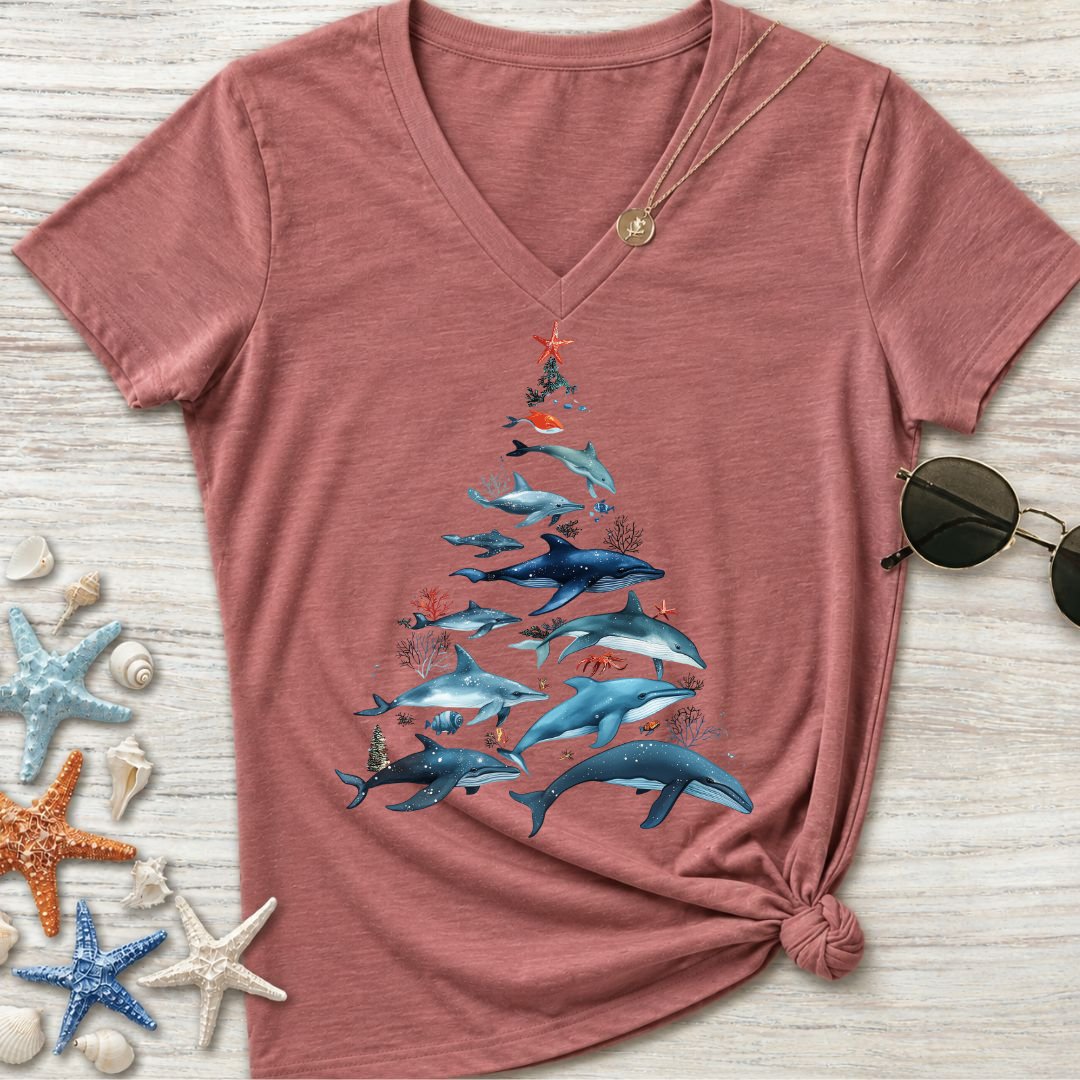 Marine Christmas Women's V-Neck T-Shirt