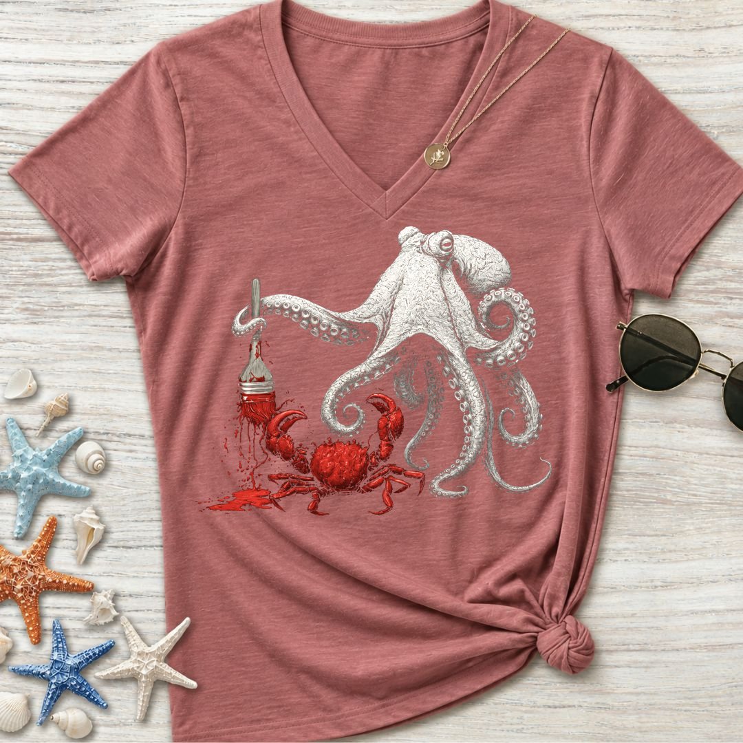 Off To Paint Stuff, Octopus Women's V-Neck T-Shirt