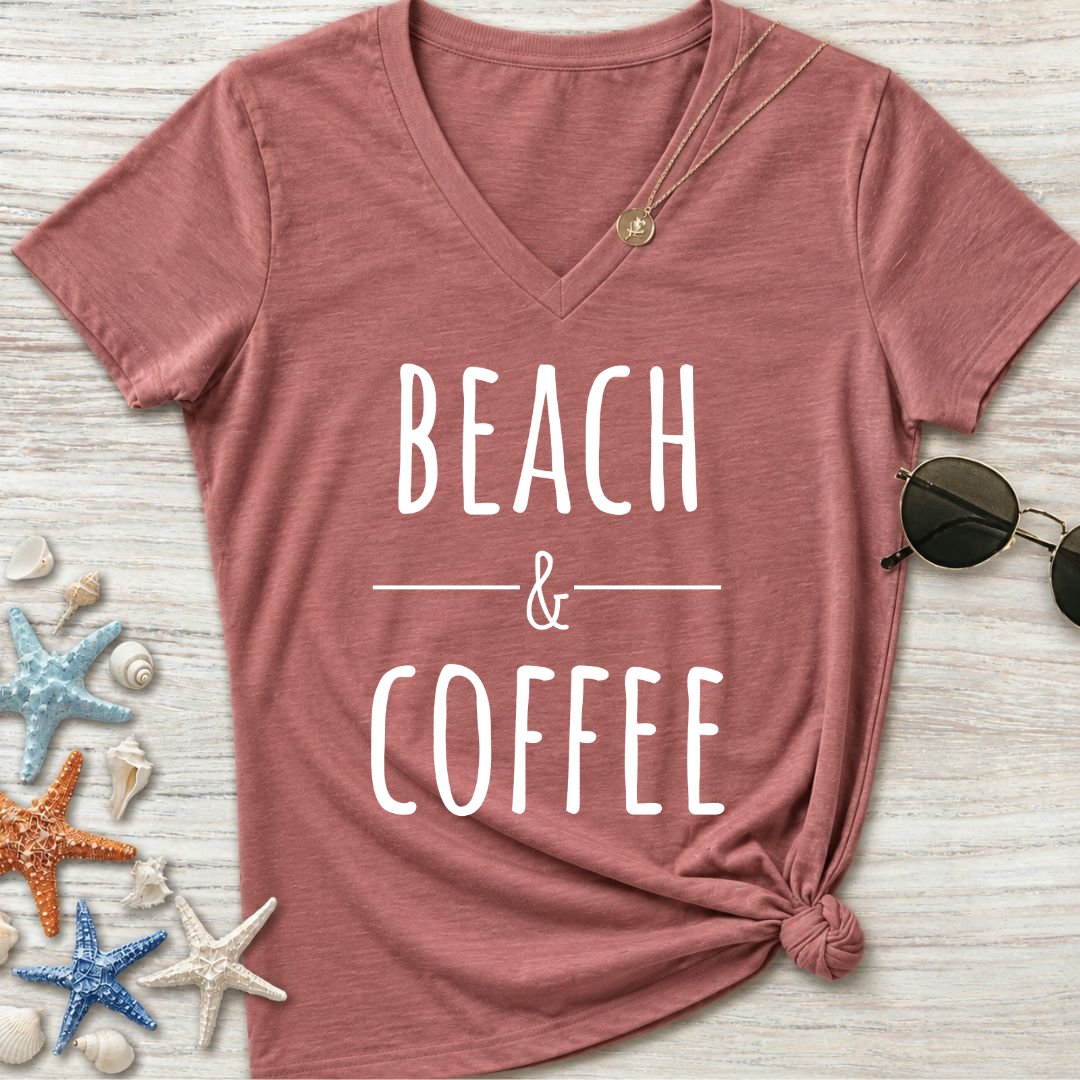 Beach & Coffee Women's V-Neck T-Shirt