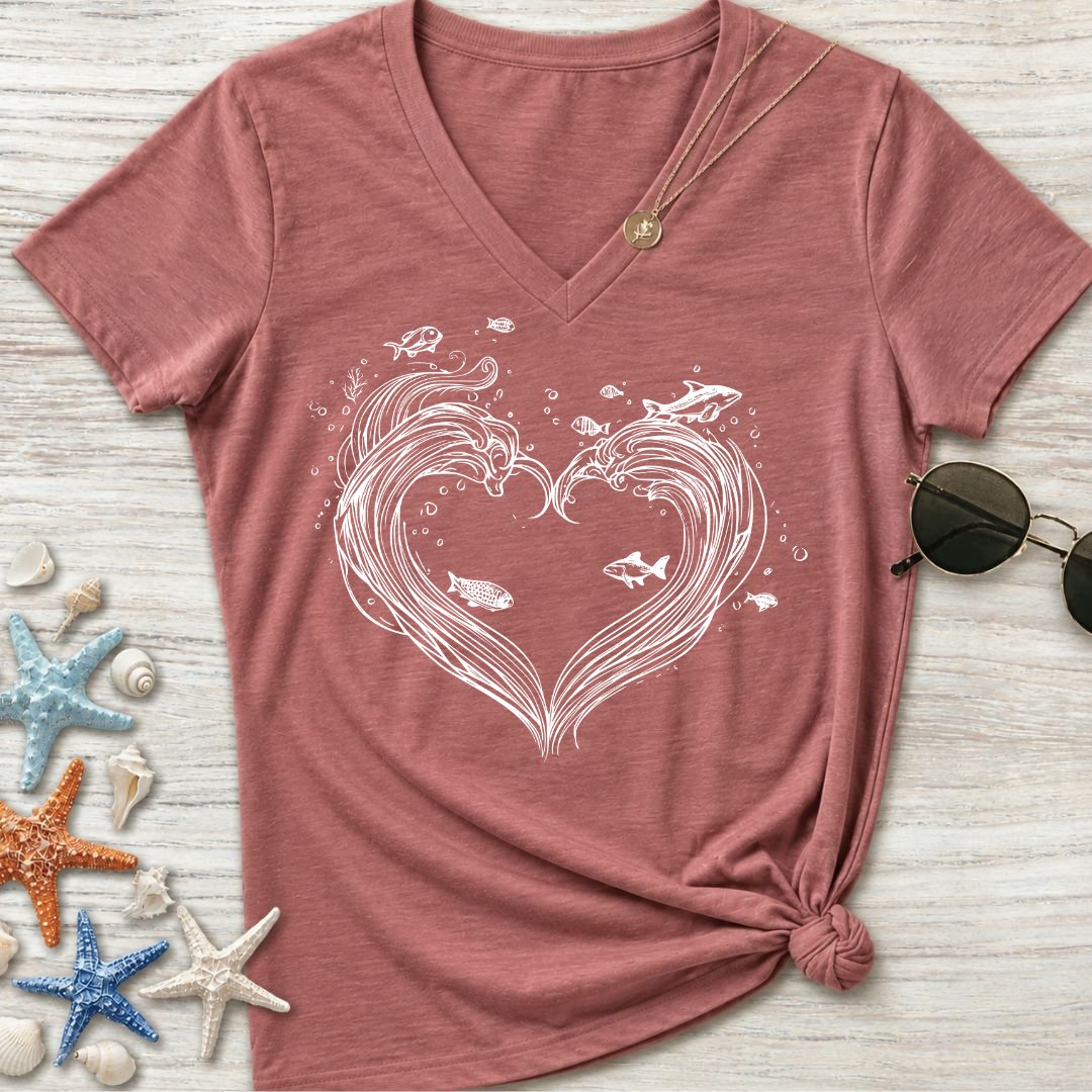 Heart Waves Women's V-Neck T-Shirt
