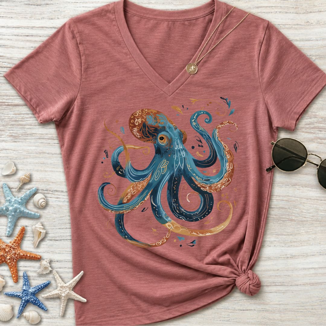 Boho Octopus Women's V-Neck T-Shirt