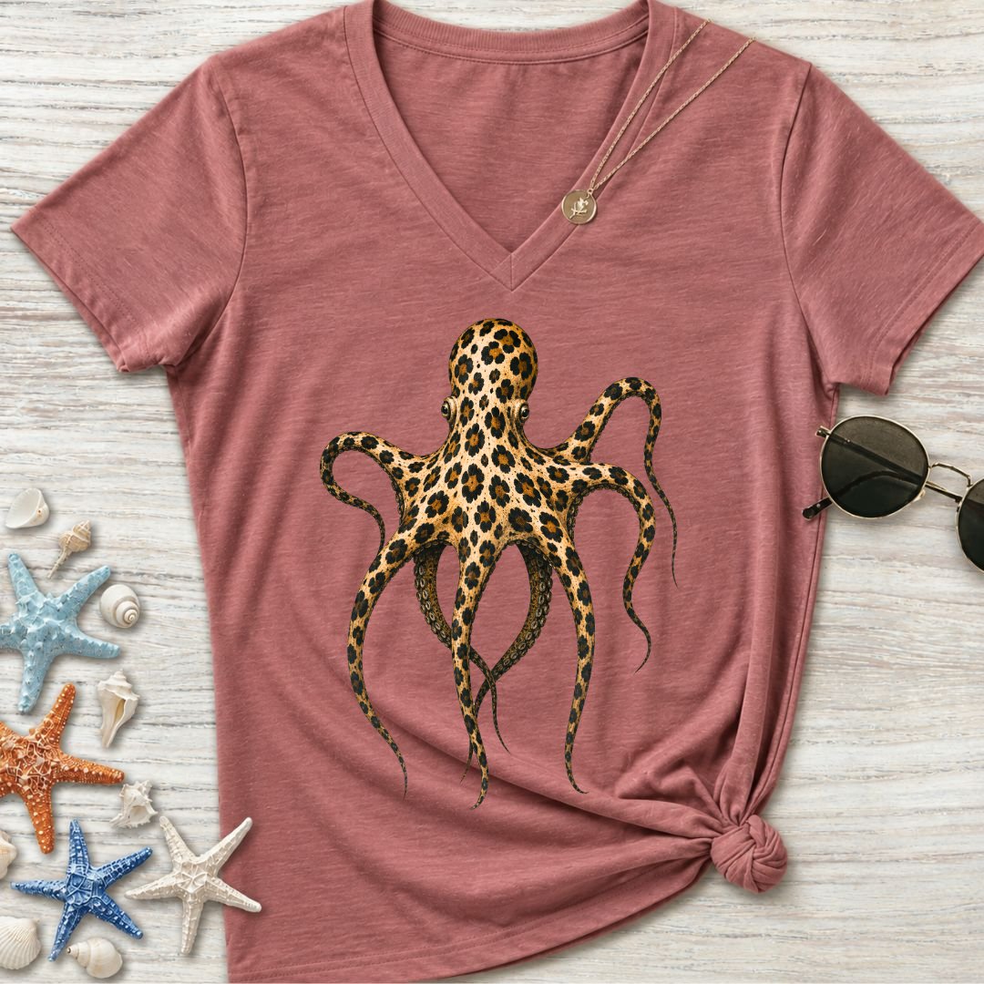 Cheetah Octopus Women's V-Neck T-Shirt