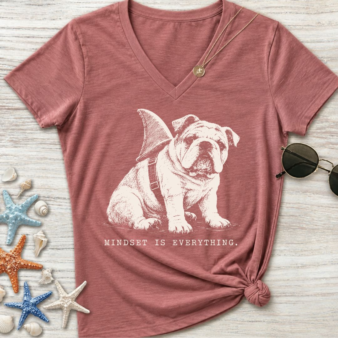 Mindset Is Everything, Bulldog Women's V-Neck T-Shirt