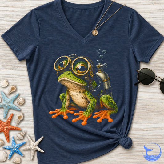 Scuba Diver Frog Women's V-Neck T-Shirt