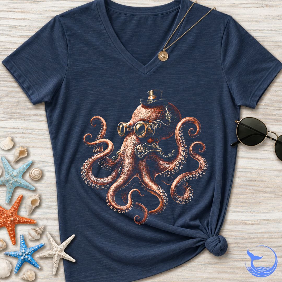 Steampunk Octopus Women's V-Neck T-Shirt