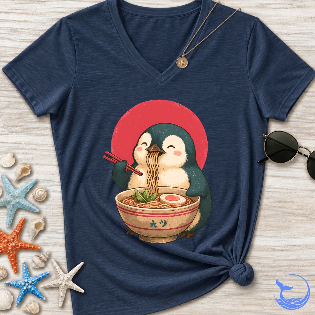 Penguin Ramen Women's V-Neck T-Shirt