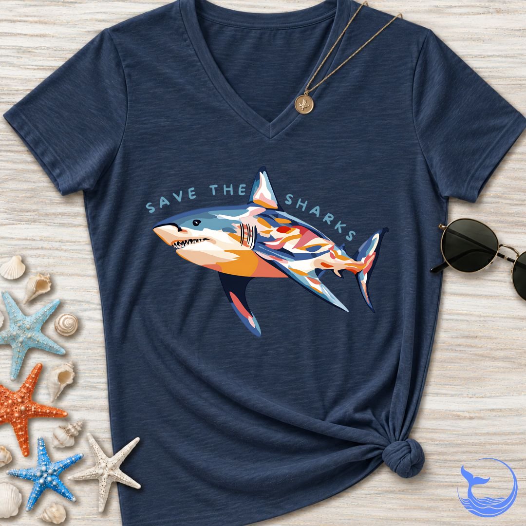 Save The Sharks Women's V-Neck T-Shirt