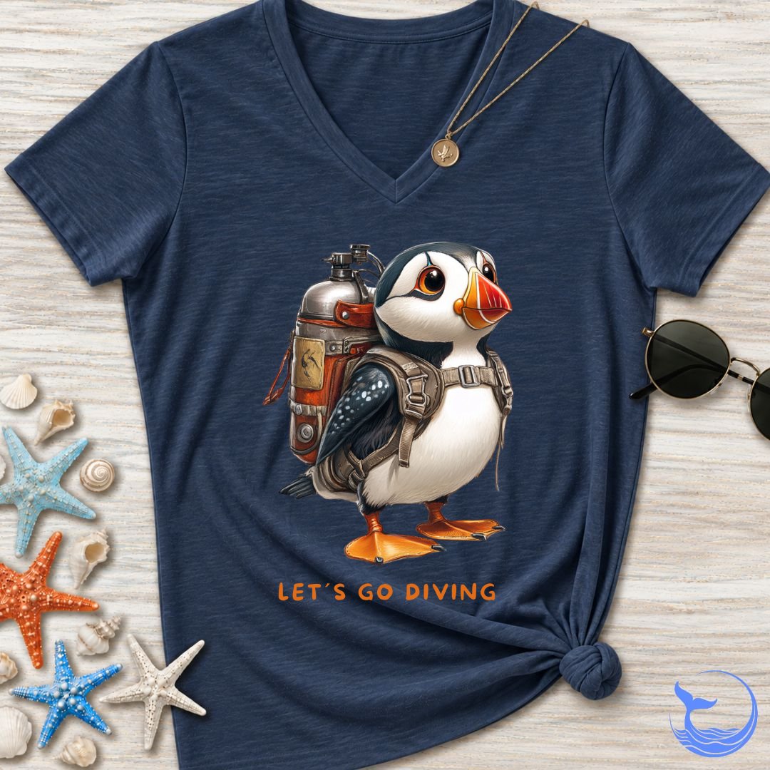 Diving Puffin Women's V-Neck T-Shirt