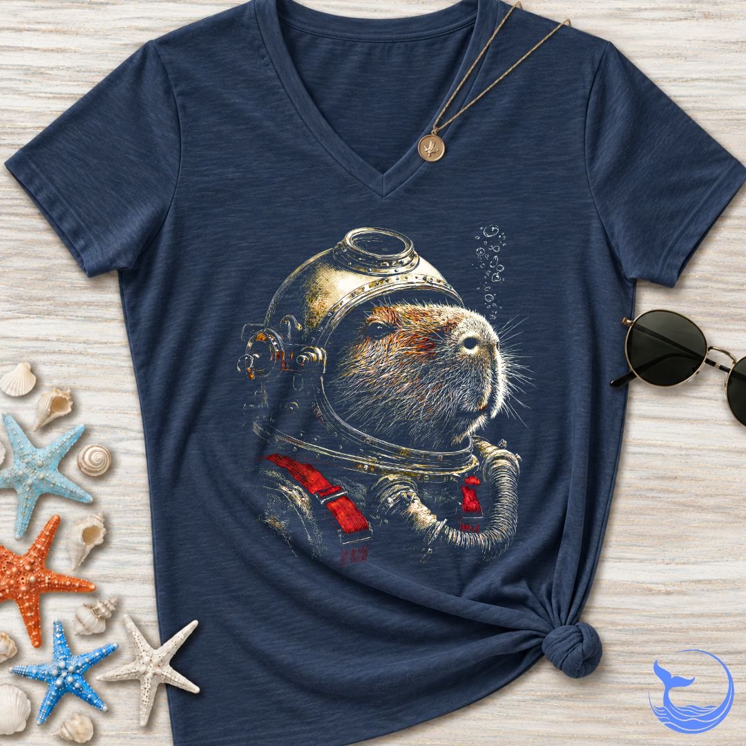 The Deep Sea Capybara Women's V-Neck T-Shirt