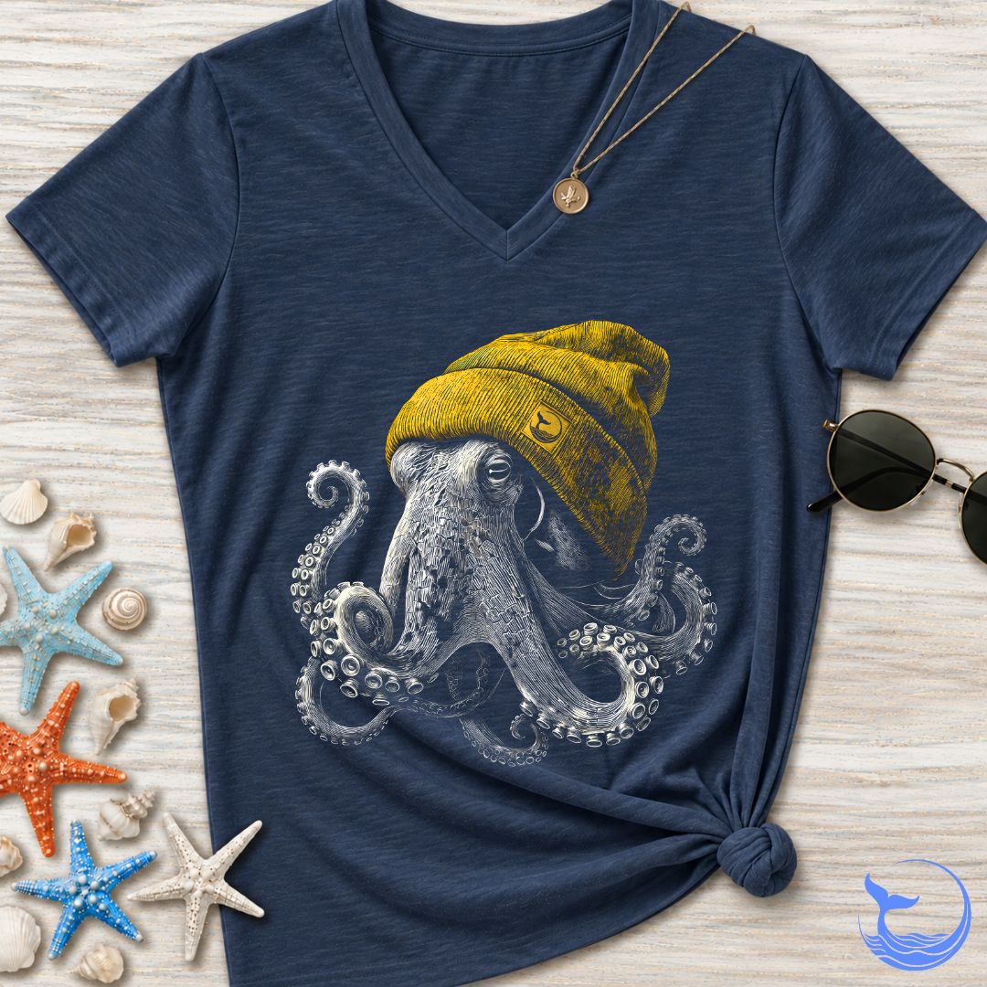 Winter Octopus Women's V-Neck T-Shirt