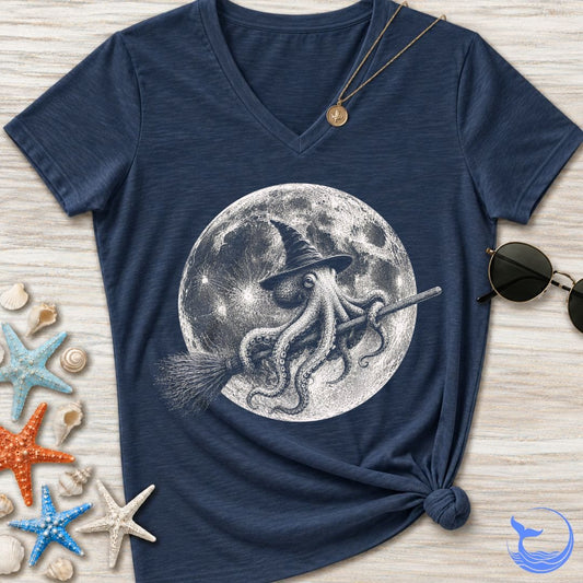 Witch Octopus Women's V-Neck T-Shirt