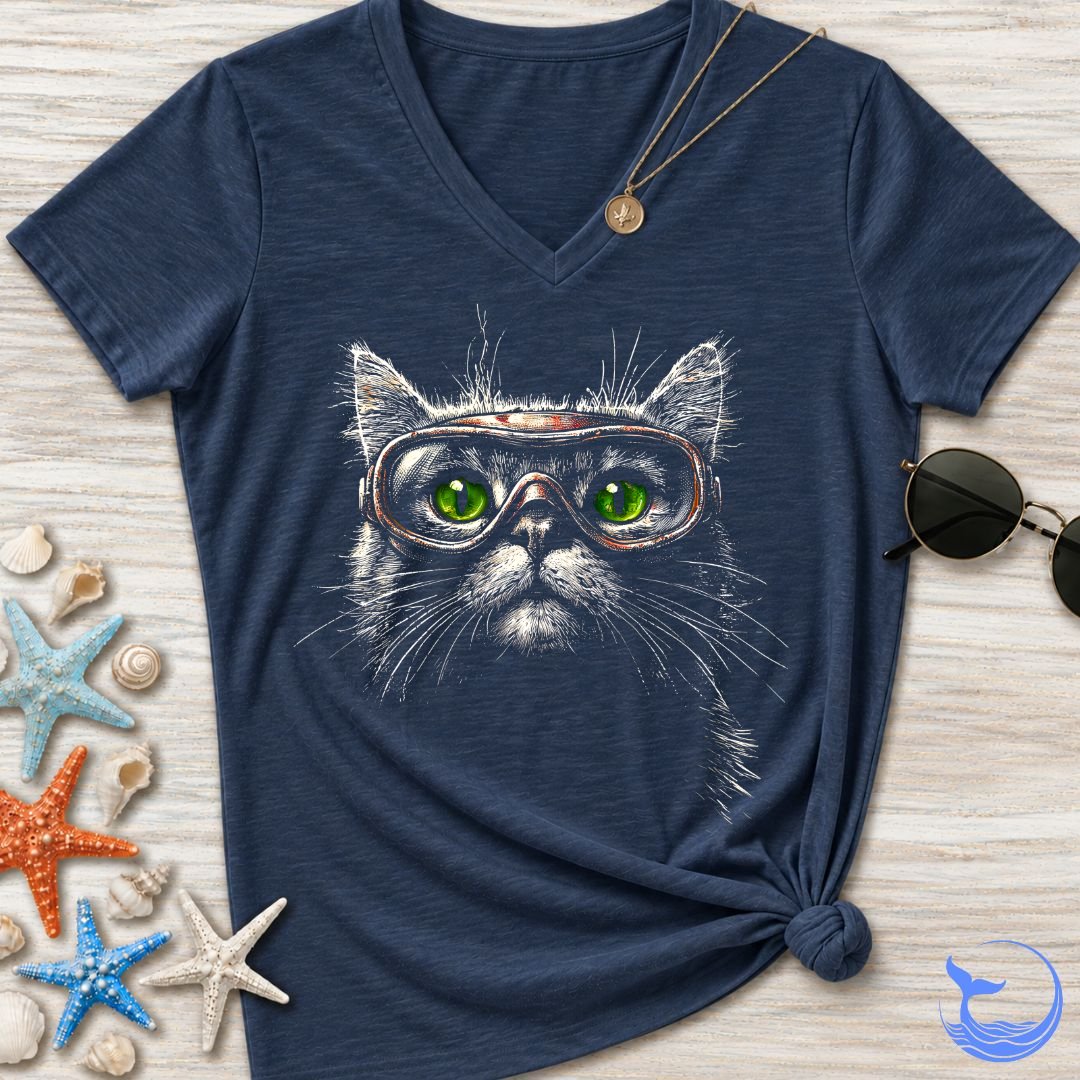 Scuba Cat Women's V-Neck T-Shirt