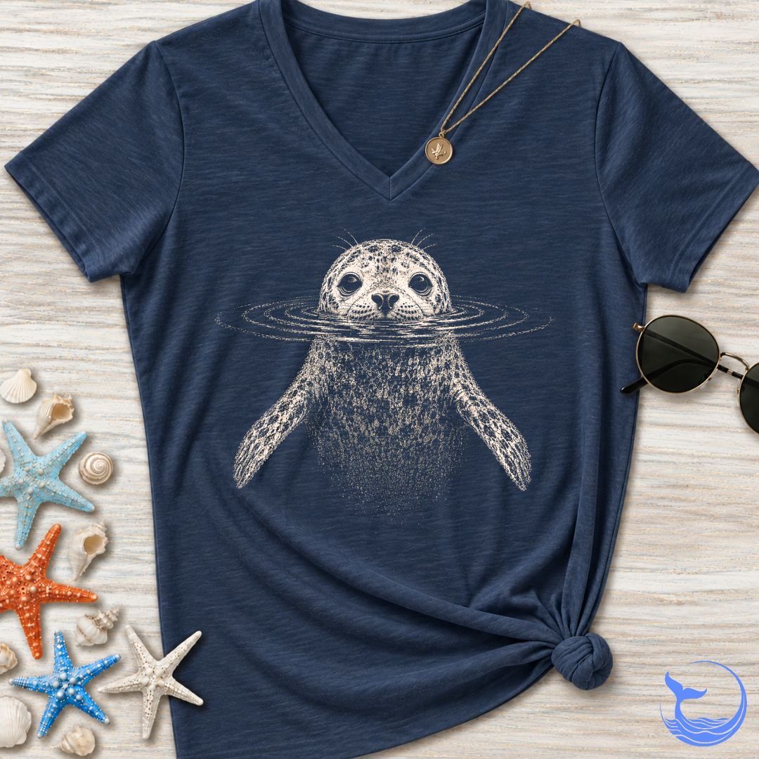 Swimming Seal Women's V-Neck T-Shirt