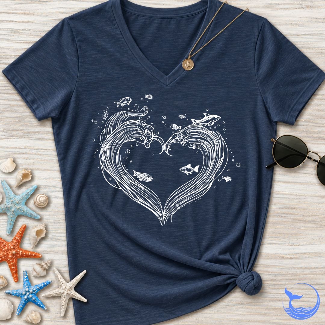 Heart Waves Women's V-Neck T-Shirt