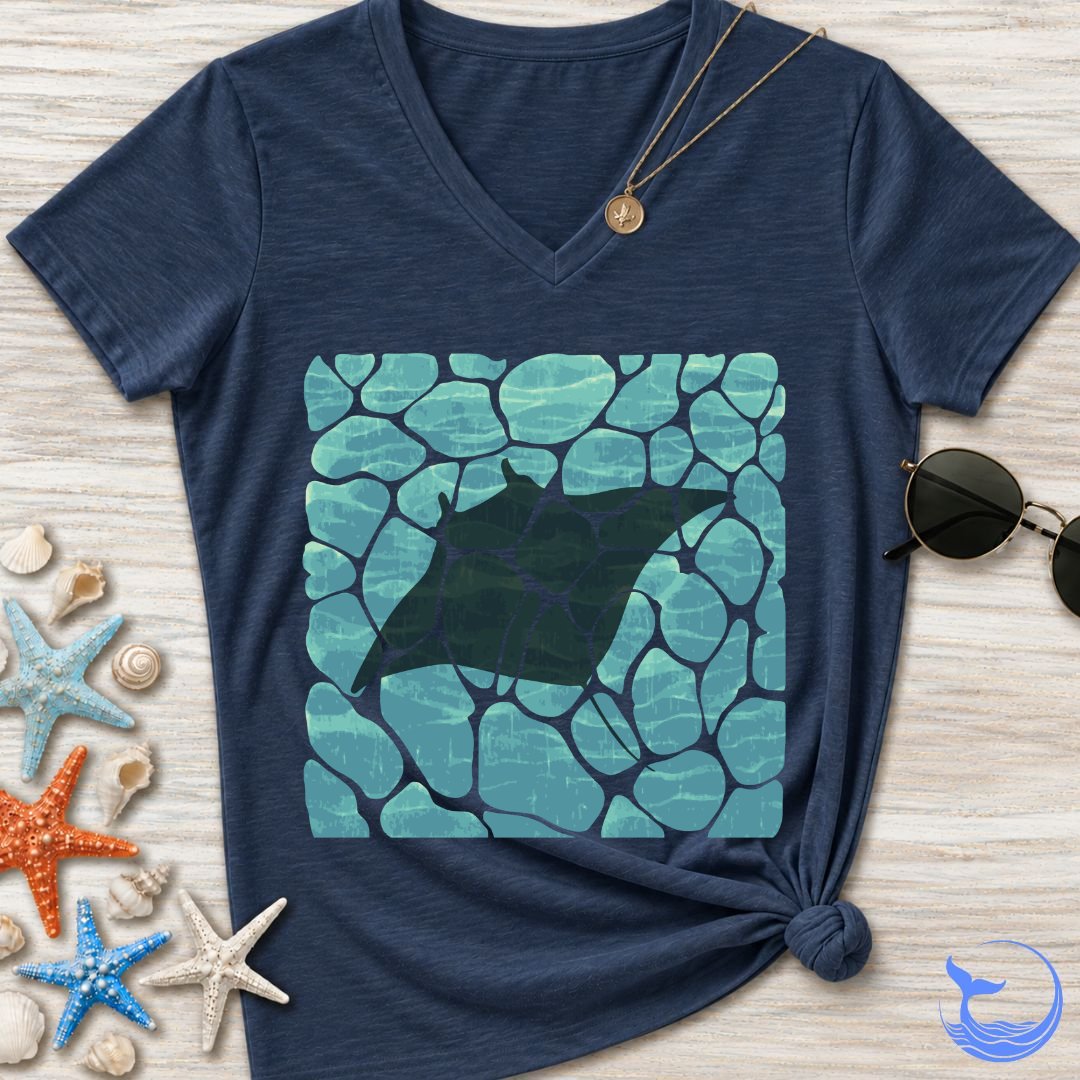 Swimming Manta Women's V-Neck T-Shirt