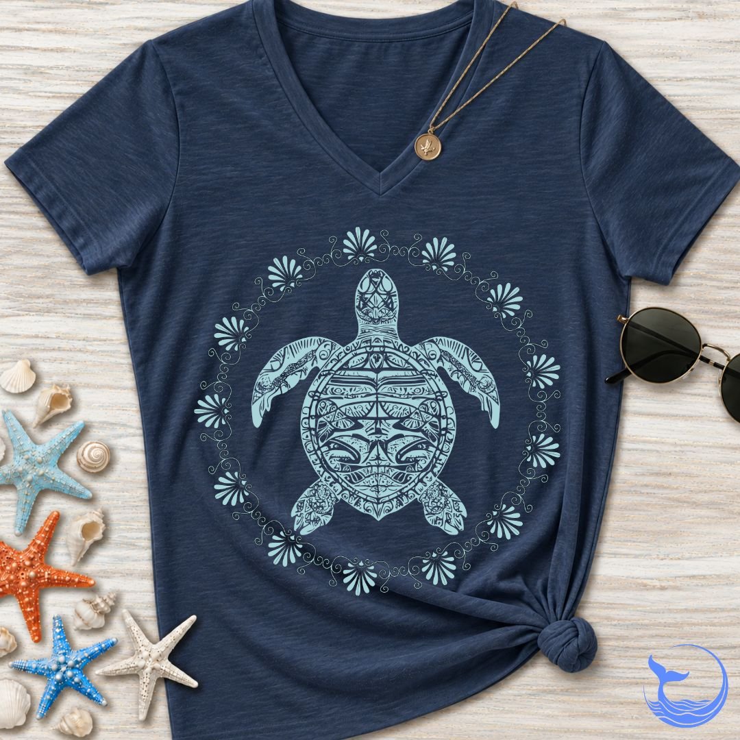 Turtle Mandala Women's V-Neck T-Shirt