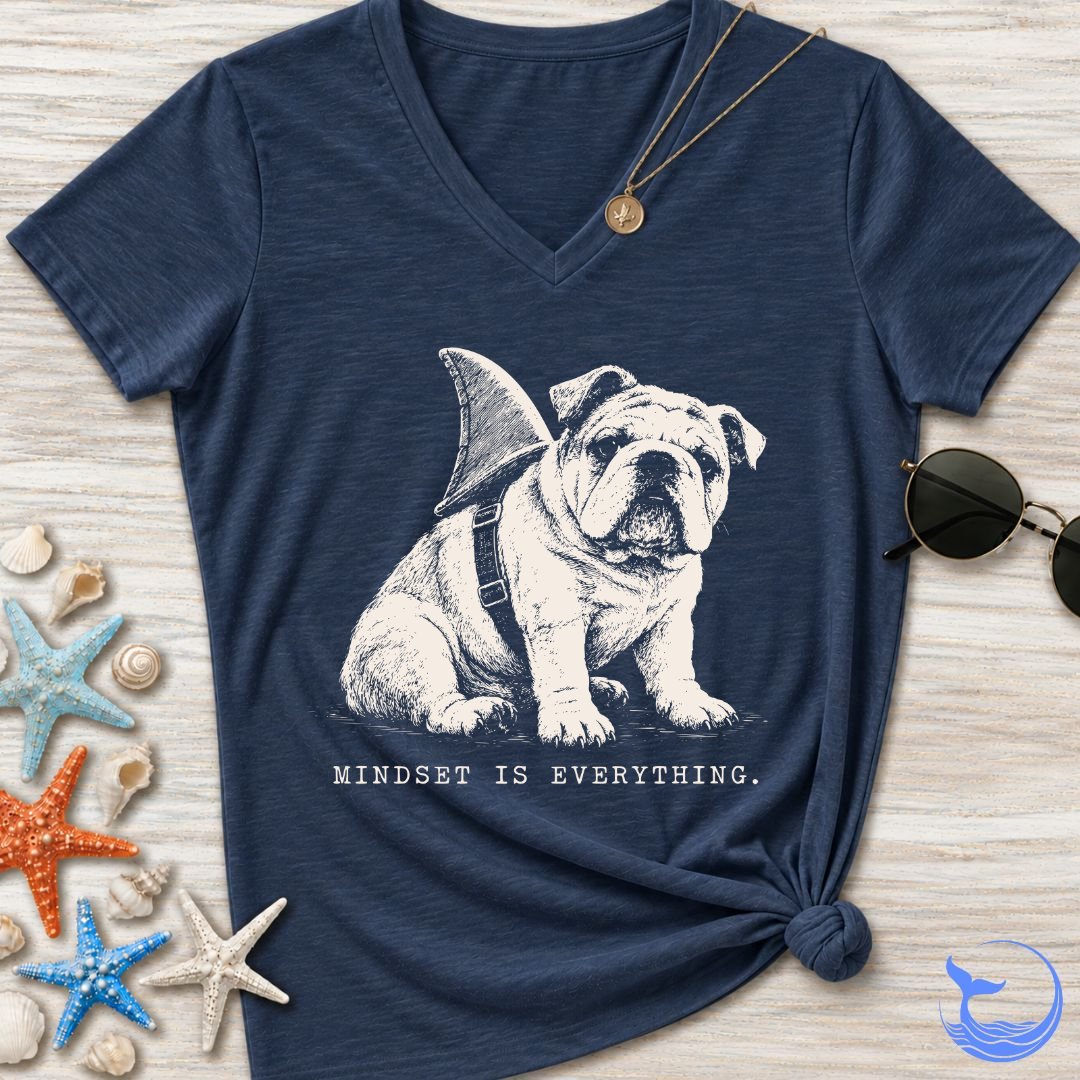 Mindset Is Everything, Bulldog Women's V-Neck T-Shirt