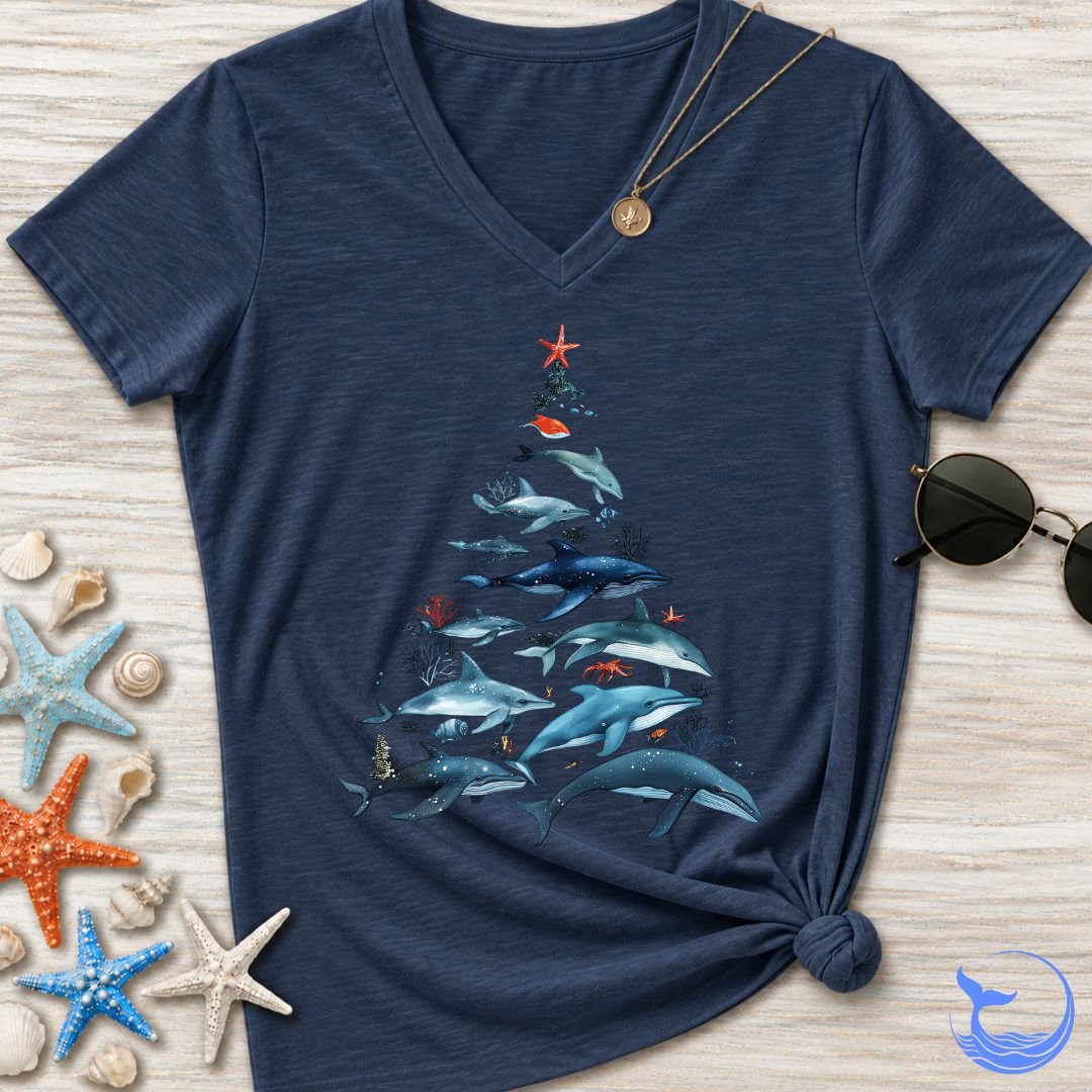 Marine Christmas Women's V-Neck T-Shirt