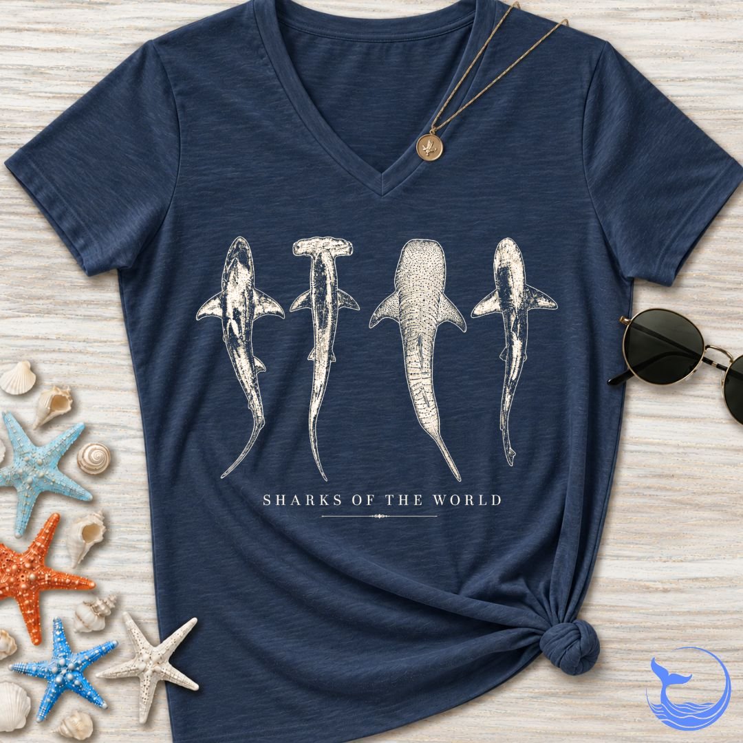Sharks Of The World Women's V-Neck T-Shirt
