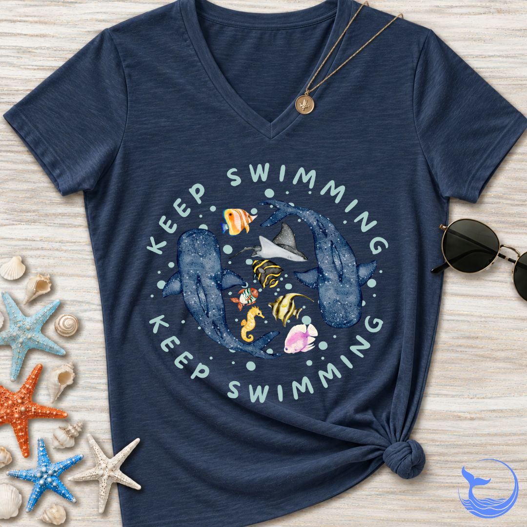 Keep Swimming Women's V-Neck T-Shirt