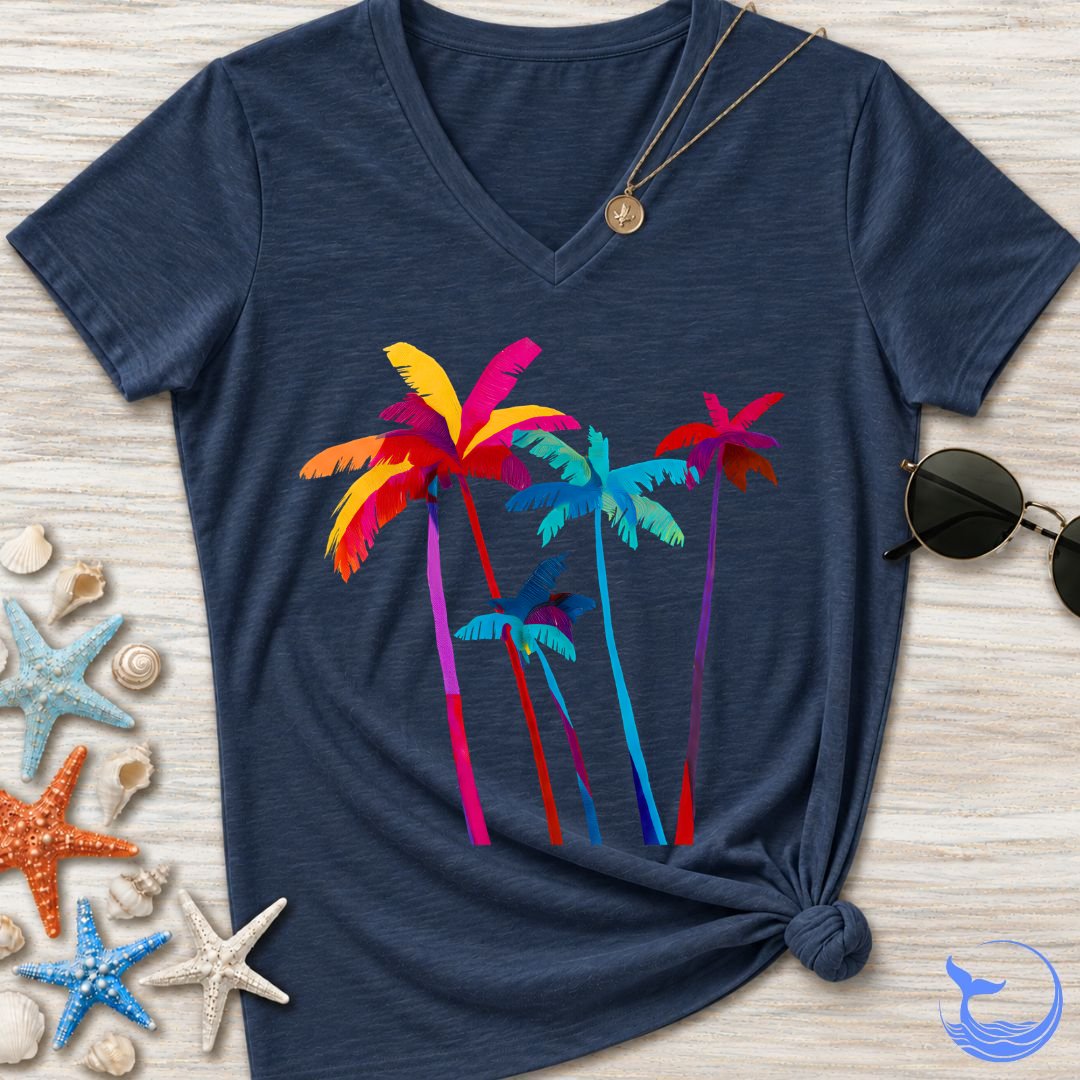 Artistic Palm Trees Women's V-Neck T-Shirt