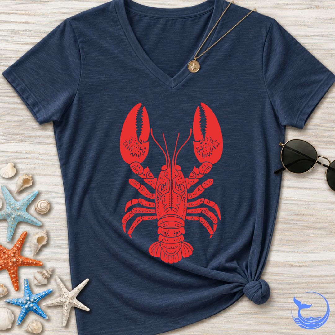 Tribal Lobster Women's V-Neck T-Shirt
