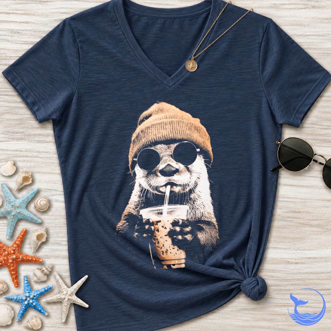 Hipster Otter Women's V-Neck T-Shirt