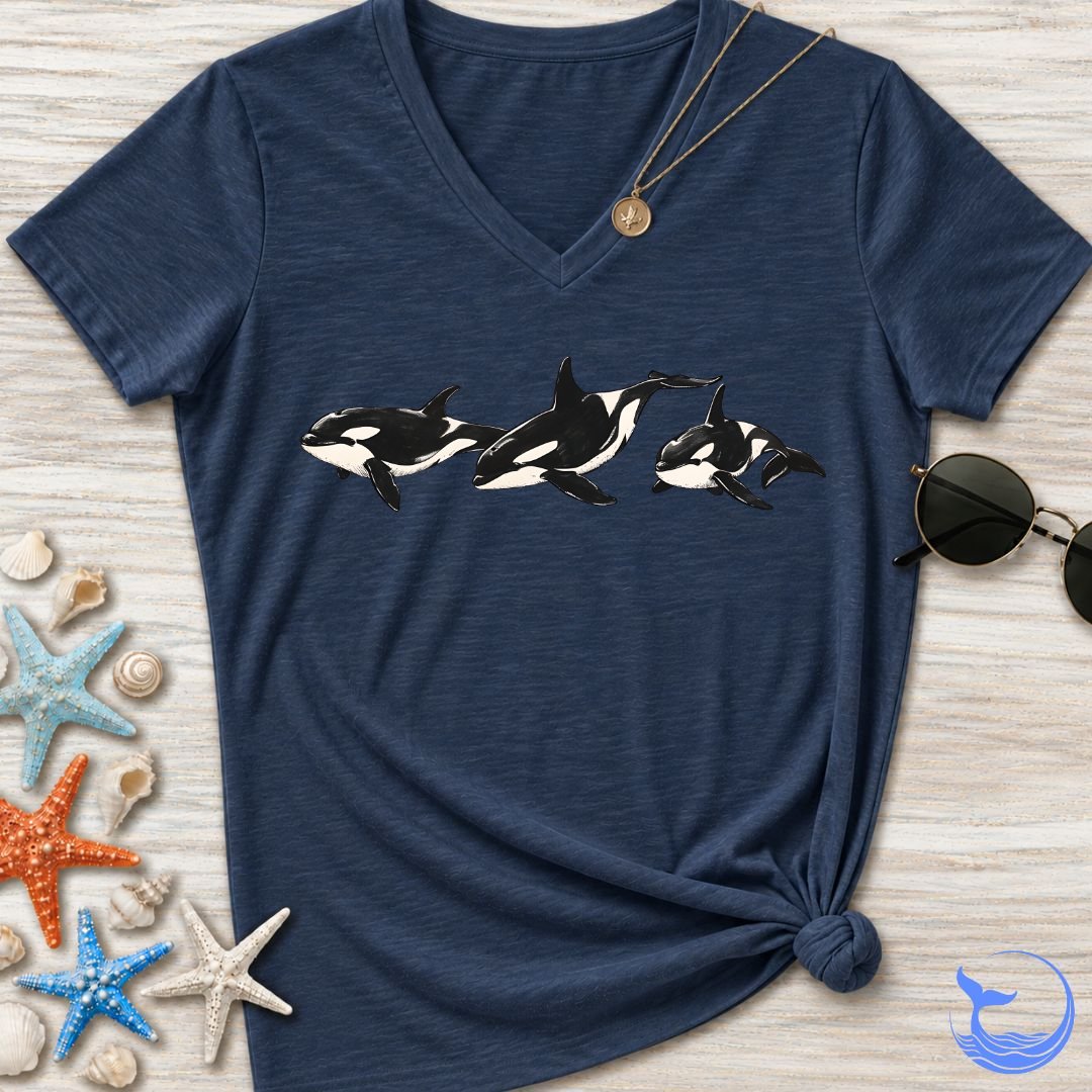 Vintage Orcas Women's V-Neck T-Shirt