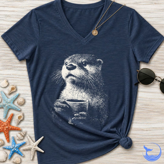Coffee Otter Women's V-Neck T-Shirt
