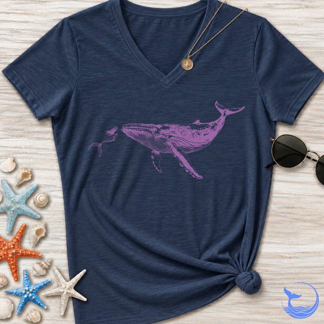 Mermaid & Whale Women's V-Neck T-Shirt